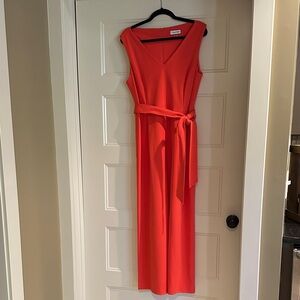 Calvin Klein Dressy Orange Belted Jumpsuit